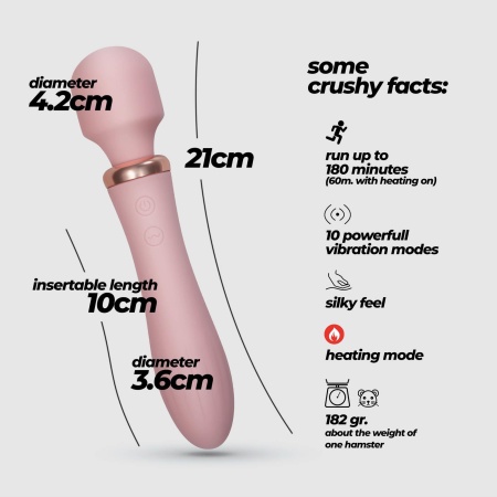Różdżka masująca Jinx Dual w kolorze różowego wina, dł. 21 cm, z grzaniem - 8