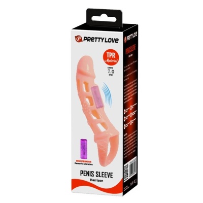 Rękaw na penisa Harrison z wibracją i pierścieniem na mosznę, 18 cm - 1