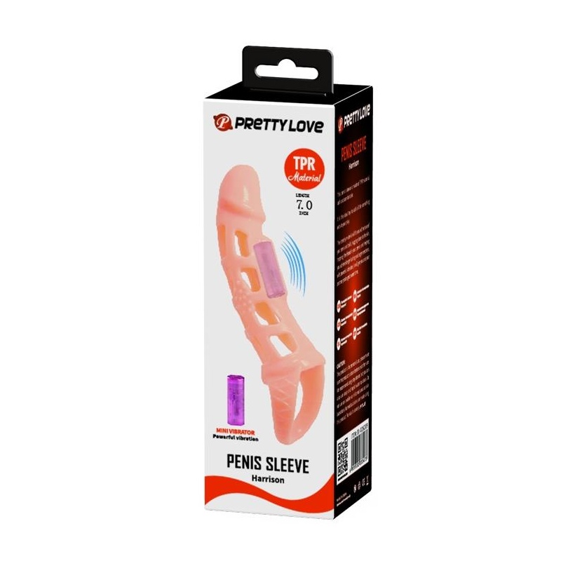 Rękaw na penisa Harrison z wibracją i pierścieniem na mosznę, 18 cm - 1
