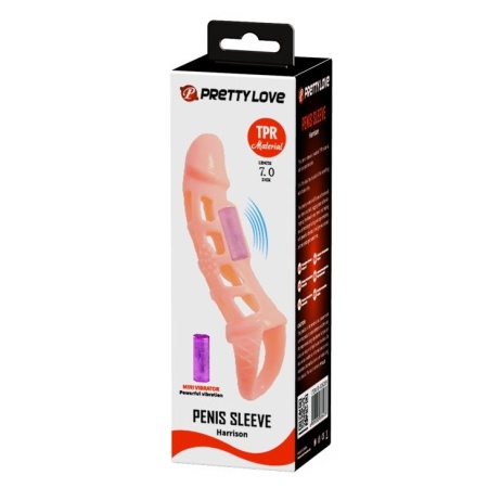 Rękaw na penisa Harrison z wibracją i pierścieniem na mosznę, 18 cm - 1