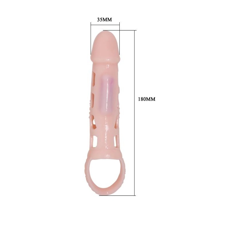 Rękaw na penisa Harrison z wibracją i pierścieniem na mosznę, 18 cm - 2
