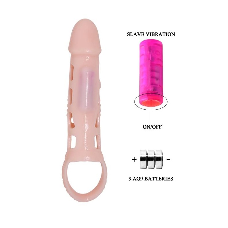 Rękaw na penisa Harrison z wibracją i pierścieniem na mosznę, 18 cm - 3