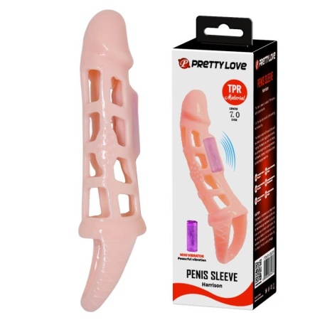 Rękaw na penisa Harrison z wibracją i pierścieniem na mosznę, 18 cm - 9