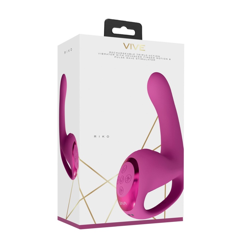 Riko - Rechargeable Triple Action Thumper with Advanced Finger Motion & Pulse Wave Stimulator - Pink - 2