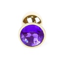 Korek analny Jewellery Gold PLUG Purple - stal nierdzewna, anatomiczny kształt, 7 cm x 2,7 cm - 2