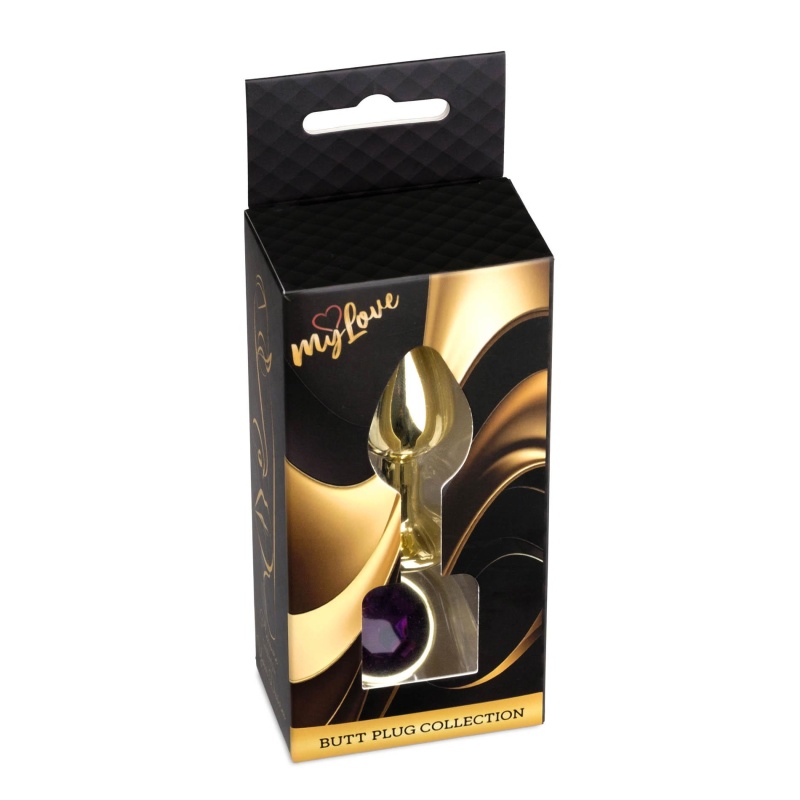 Korek analny Jewellery Gold PLUG Purple - stal nierdzewna, anatomiczny kształt, 7 cm x 2,7 cm - 9