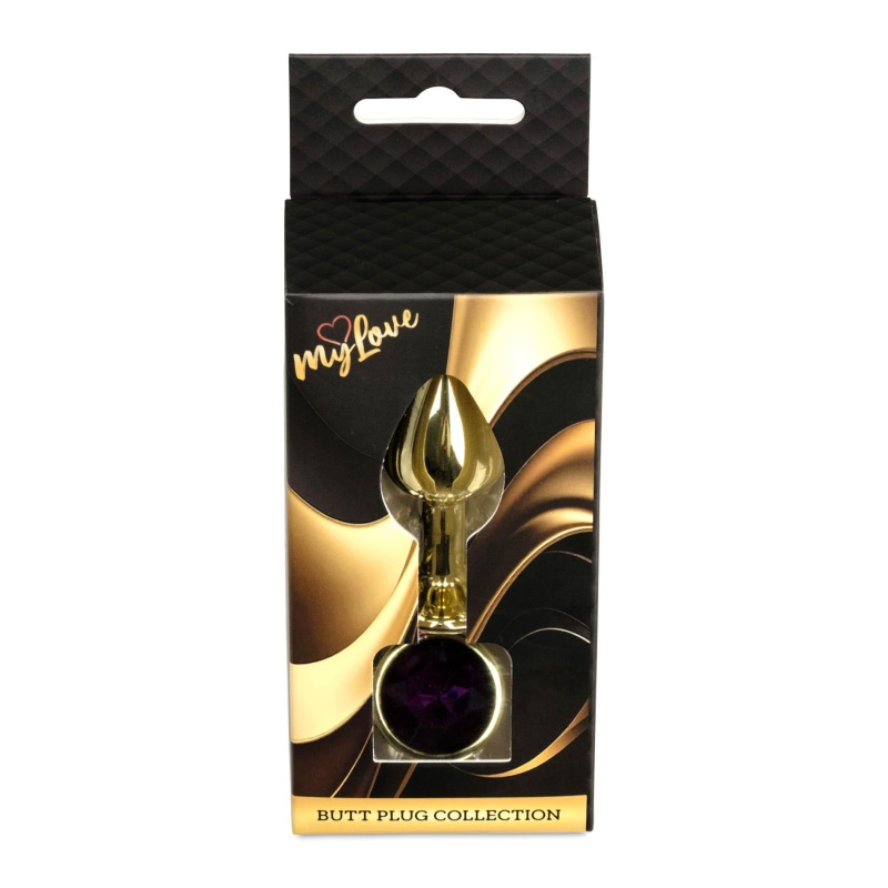 Korek analny Jewellery Gold PLUG Purple - stal nierdzewna, anatomiczny kształt, 7 cm x 2,7 cm - 10
