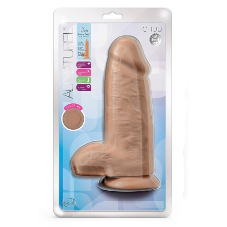 Dildo Au Naturel Chub 10" Mocha - dwuwarstwowy TPE z technologią FlexiShaft™, przyssawką, 25,4 cm - 1