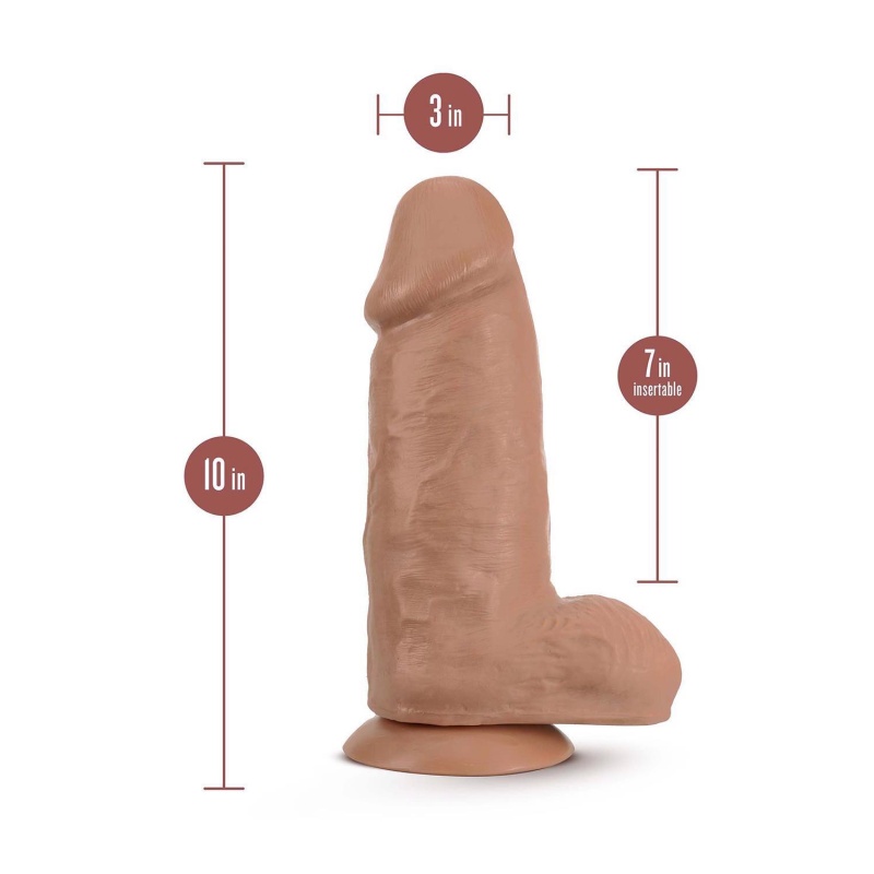 Dildo Au Naturel Chub 10" Mocha - dwuwarstwowy TPE z technologią FlexiShaft™, przyssawką, 25,4 cm - 4
