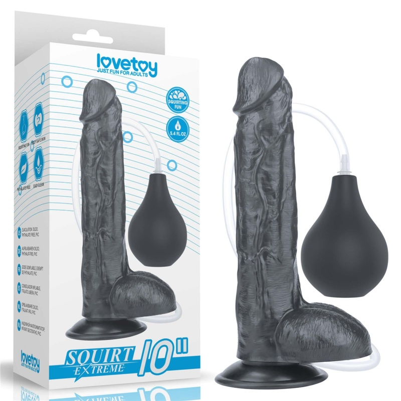 Dildo z wytryskiem Squirt Extreme 25,4 cm (10") – czarny - 1