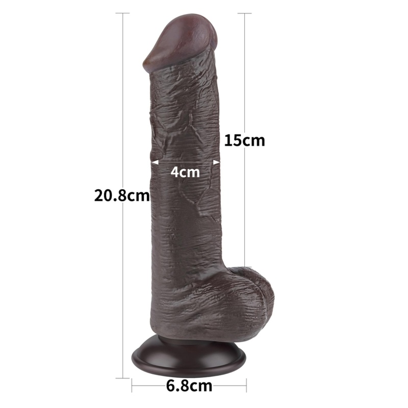 Dildo Sliding Skin Dual Layer Dong 20 cm, czarne - 2