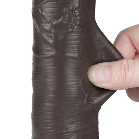 Dildo Sliding Skin Dual Layer Dong 20 cm, czarne - 9