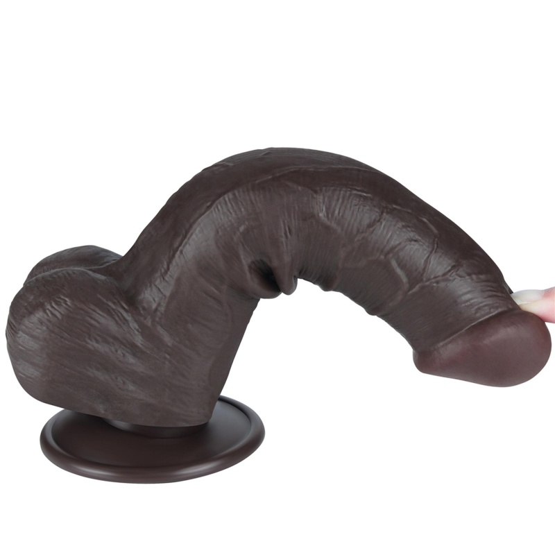 Dildo Sliding Skin Dual Layer Dong 20 cm, czarne - 13