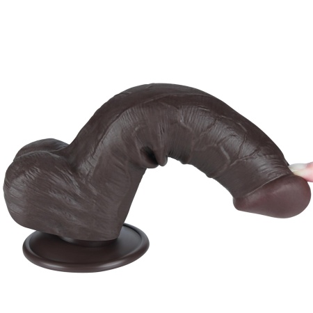 Dildo Sliding Skin Dual Layer Dong 20 cm, czarne - 13