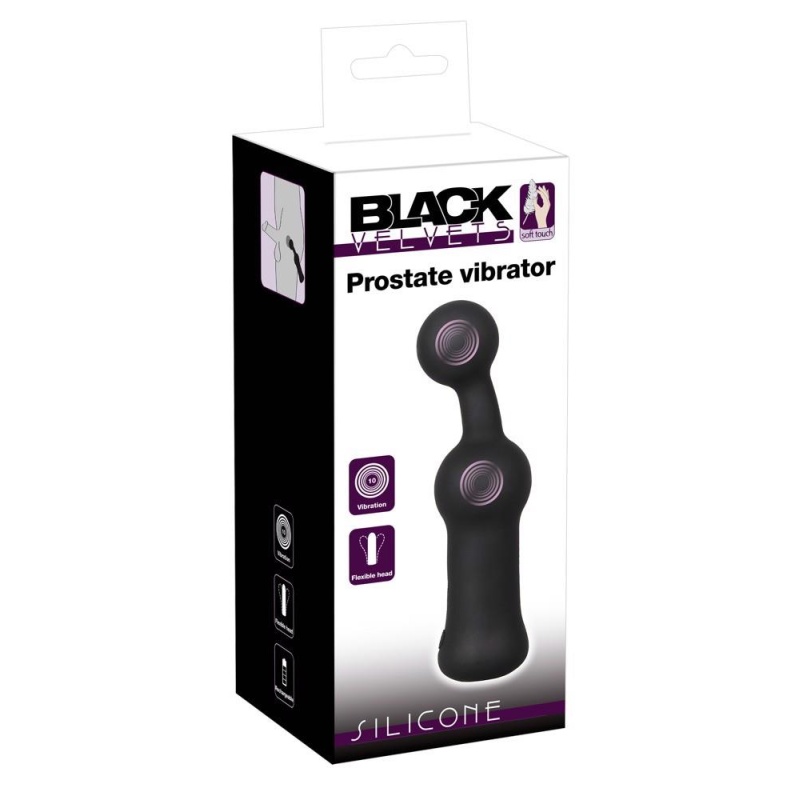 Wibrator do masażu prostaty Black Velvets z elastyczną kulkową końcówką 5 cm i 10 trybami wibracji, 18,9 cm - 1