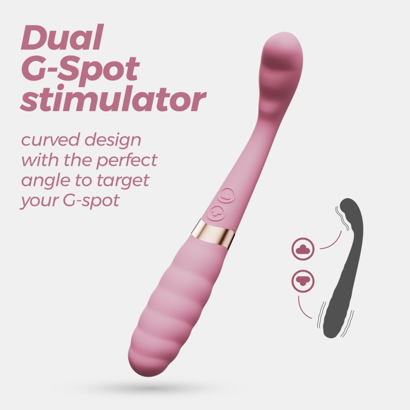 Wibrator podwójny Pixie Dual 20 cm, różowo-złoty - 8