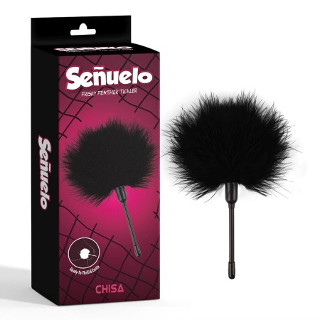 Pleasure Feather Tickler - Piórko do laskotania z bukietem włókien syntetycznych i uchwytem PVC, 21 cm - 1