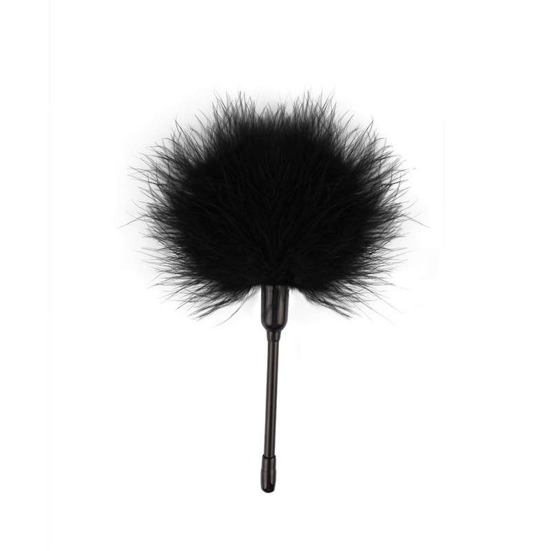 Pleasure Feather Tickler - Piórko do laskotania z bukietem włókien syntetycznych i uchwytem PVC, 21 cm - 2