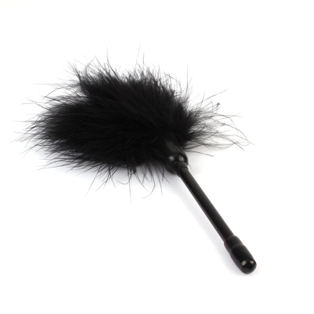 Pleasure Feather Tickler - Piórko do laskotania z bukietem włókien syntetycznych i uchwytem PVC, 21 cm - 5