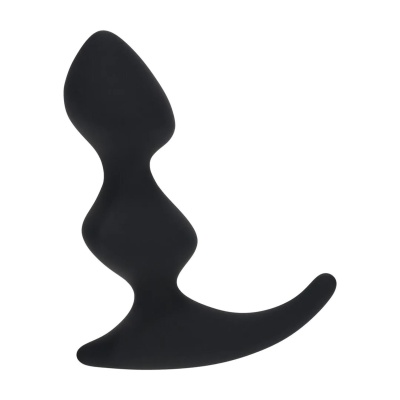 Full Double Ripple Silicone Prostate Massager - Black - 1