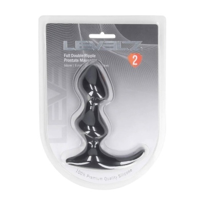 Full Double Ripple Silicone Prostate Massager - Black - 1 2