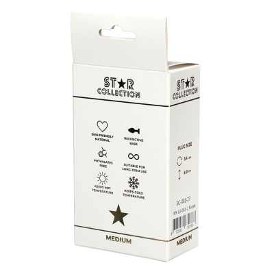 Star Collection - Purple Silicone Anal Plug M - Pink Stone - 1 2