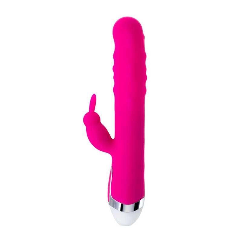 BALLE - wibrator ze stymulatorem łechtaczki i ruchomymi kulkami, silikon medyczny, różowy, 23 cm - 4