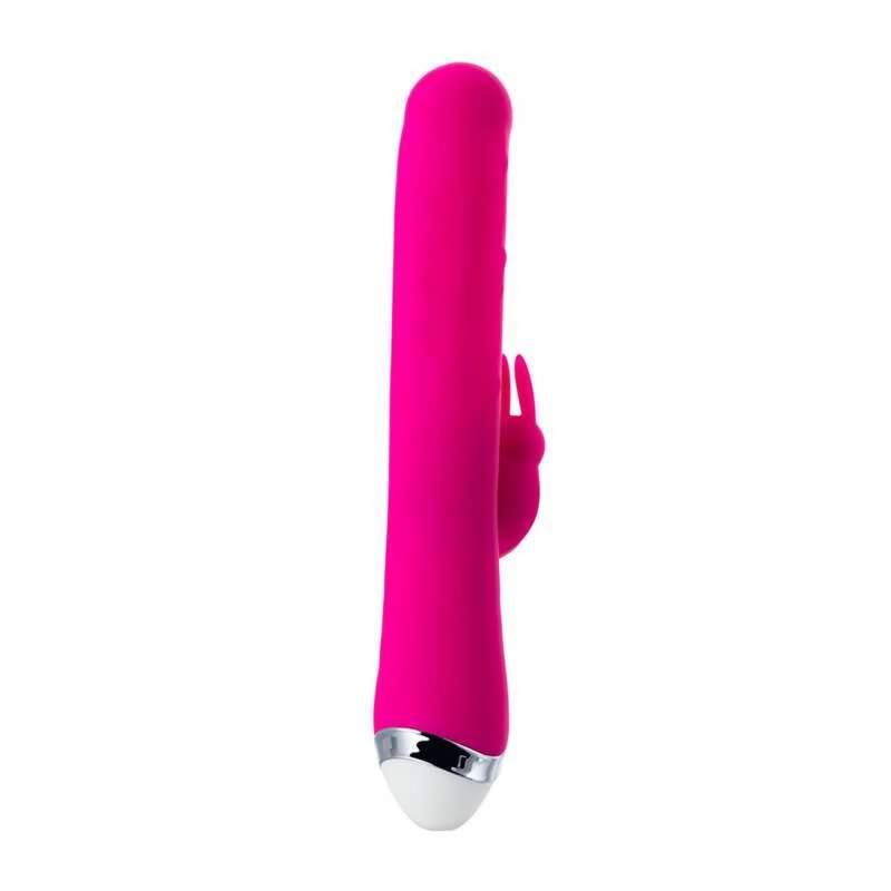 BALLE - wibrator ze stymulatorem łechtaczki i ruchomymi kulkami, silikon medyczny, różowy, 23 cm - 5