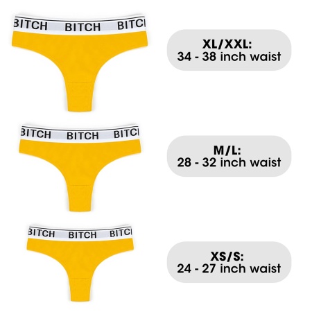 Wibrujące stringi Bitch M/L (71-84 cm) z wibratorem bullet – żółte - 7