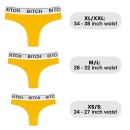 Wibrujące stringi Bitch M/L (71-84 cm) z wibratorem bullet – żółte - 7