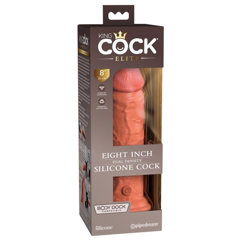 Dildo King Cock Elite 8'' Dual Density – silikonowy, z przyssawką, 22 cm - 1