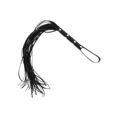 Long Studded Flogger Whip Black - 1