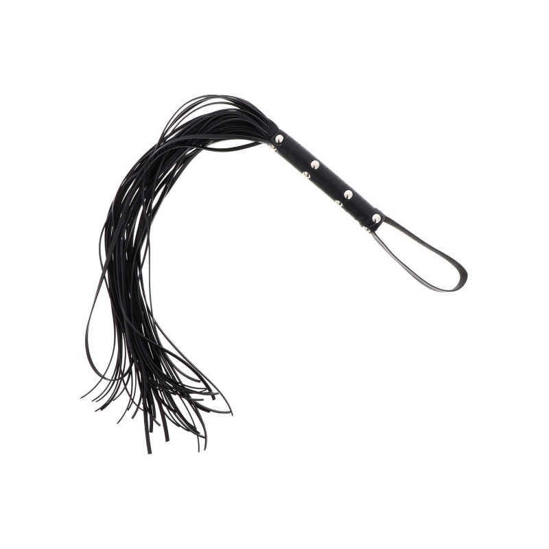 Long Studded Flogger Whip Black - 1