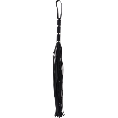 Long Studded Flogger Whip Black - 1 2