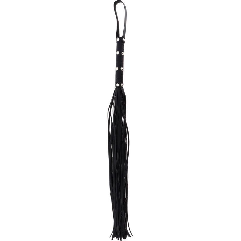 Long Studded Flogger Whip Black - 2