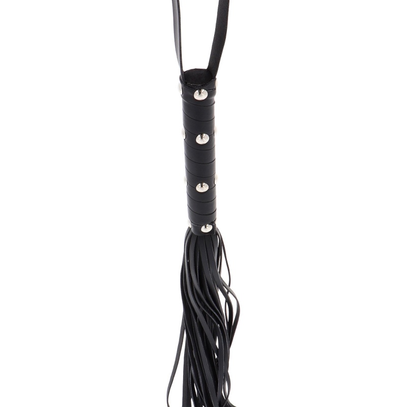 Long Studded Flogger Whip Black - 3