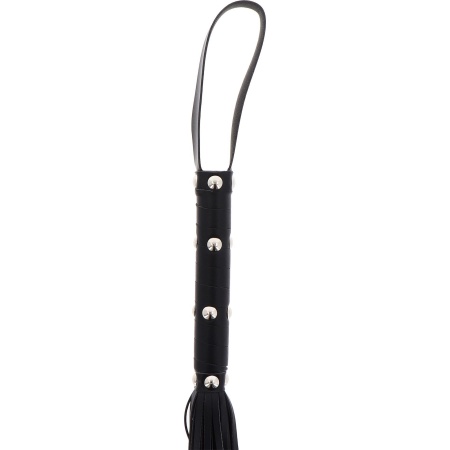 Long Studded Flogger Whip Black - 4