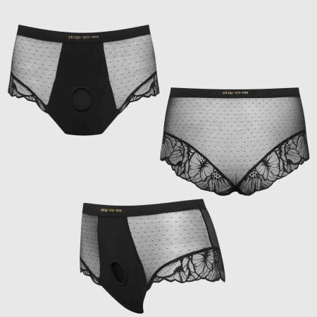 Harness Lingerie Divine M Black - shorty o wysokim stanie z elastycznym silikonowym ringiem, pas 71-76 cm - 8
