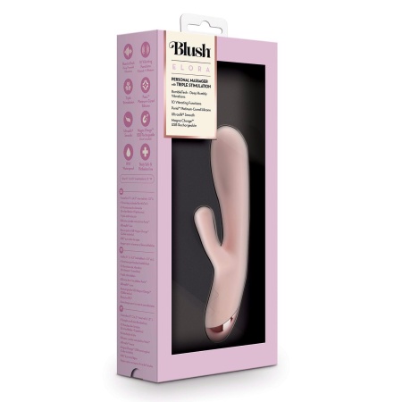 Wibrator króliczek Blush Elora Pink z potrójną stymulacją, silikon medyczny Puria, długość 20,3 cm - 1