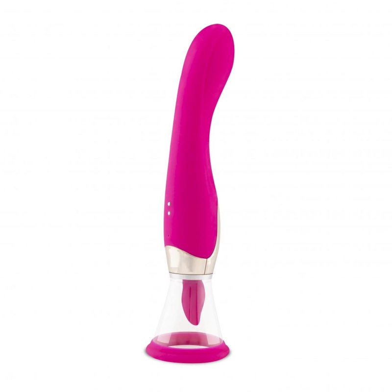 Pleasure Pump With G-Spot Vibrator Pink - pompka próżniowa z wibratorem punktu G i stymulatorem łechtaczki, głębokość wprowadzen - 6