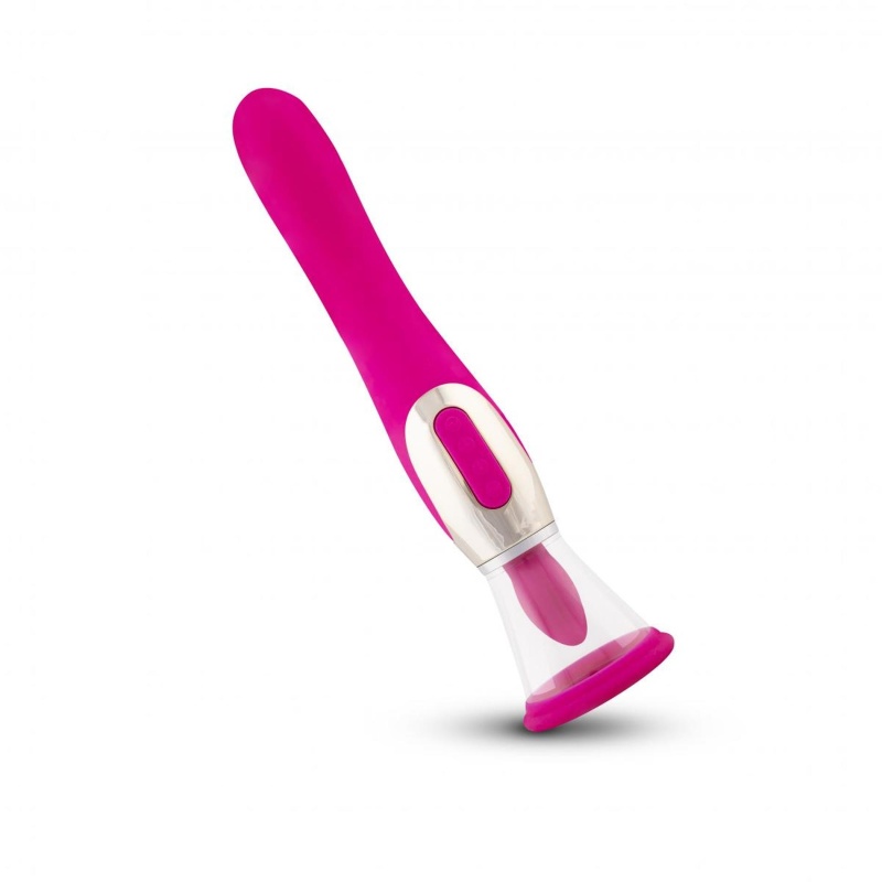 Pleasure Pump With G-Spot Vibrator Pink - pompka próżniowa z wibratorem punktu G i stymulatorem łechtaczki, głębokość wprowadzen - 8