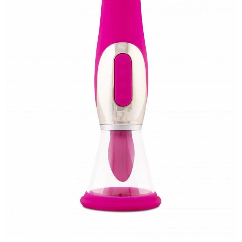 Pleasure Pump With G-Spot Vibrator Pink - pompka próżniowa z wibratorem punktu G i stymulatorem łechtaczki, głębokość wprowadzen - 9