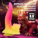 Dildo silikonowe Power Monsters Flamebeast - fakturowany wał 22,5 cm z przyssawką - 2