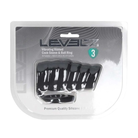 Vibrating Ribbed Silicone Cock Sleeve and Ball Ring - Black - 2