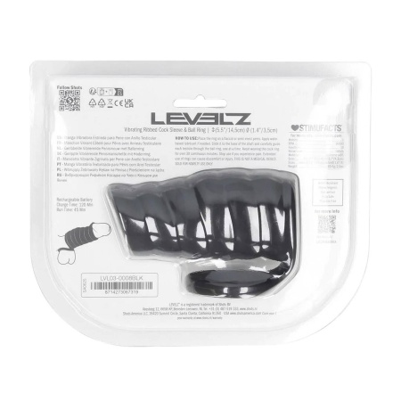 Vibrating Ribbed Silicone Cock Sleeve and Ball Ring - Black - 3