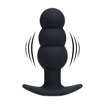 Tri Bulb Vibrating Silicone Anal Plug - Black - 1