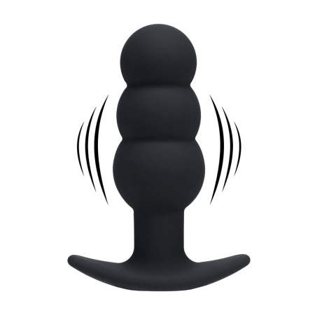 Tri Bulb Vibrating Silicone Anal Plug - Black - 1