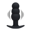 Tri Bulb Vibrating Silicone Anal Plug - Black - 1