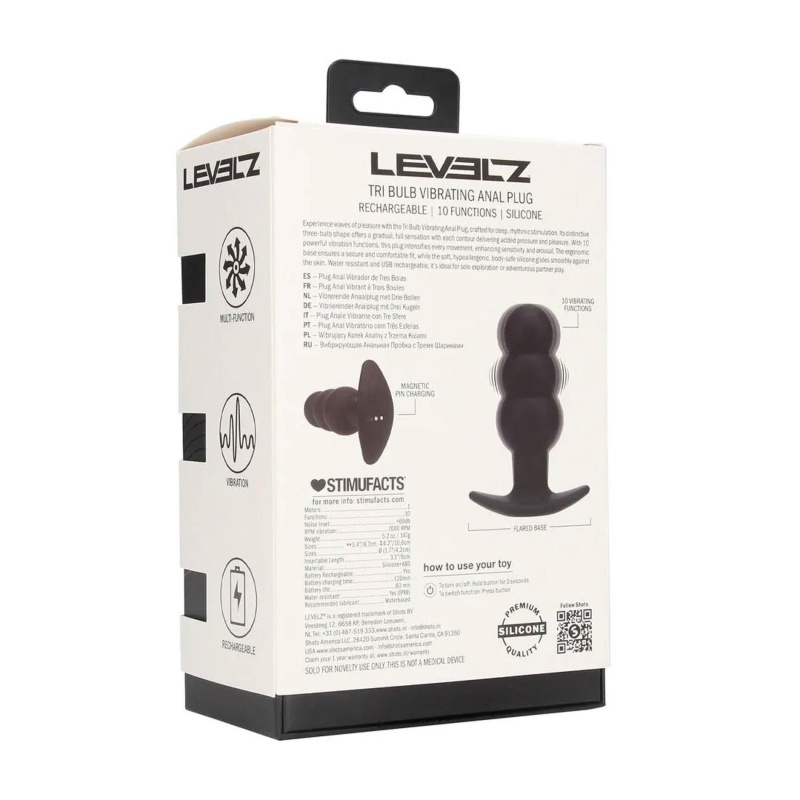 Tri Bulb Vibrating Silicone Anal Plug - Black - 3