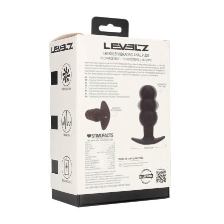 Tri Bulb Vibrating Silicone Anal Plug - Black - 3